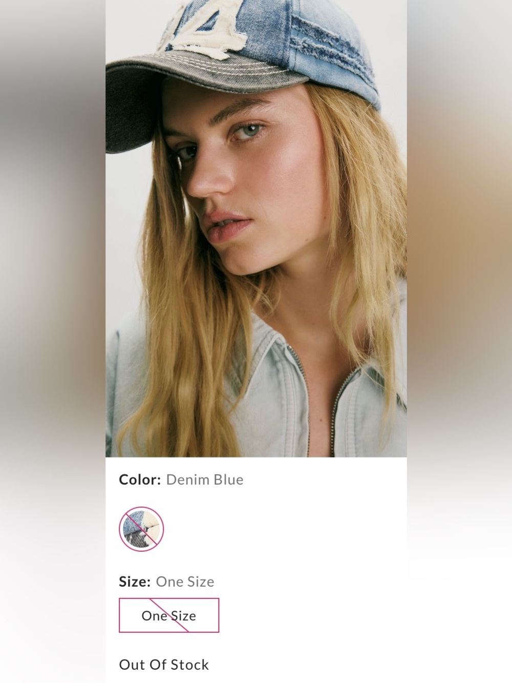 FP MOVEMENT by FREE PEOPLE ~ Hollie Varsity Denim Baseball Hat ~ Denim ~ NWT** - Picture 2 of 16